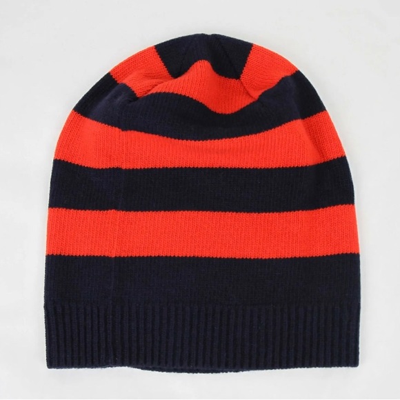 Gucci Blue/Red Striped Wool Knit Beanie Hat with Large Bee M - Picture 3 of 5
